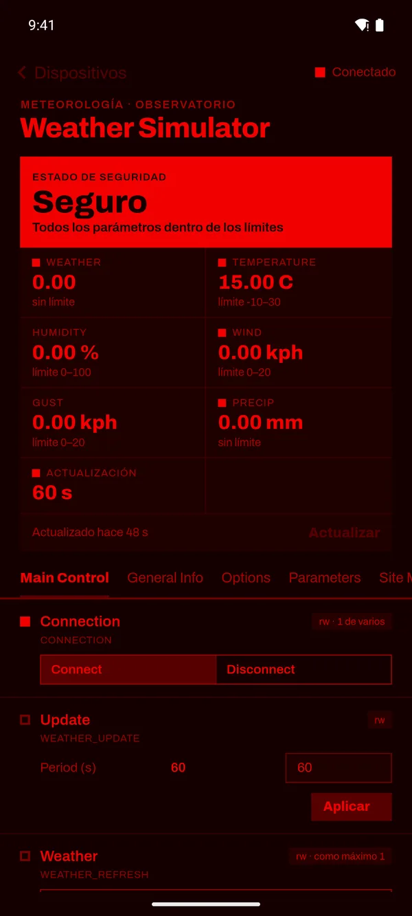 Pantalla de seguridad meteorológica